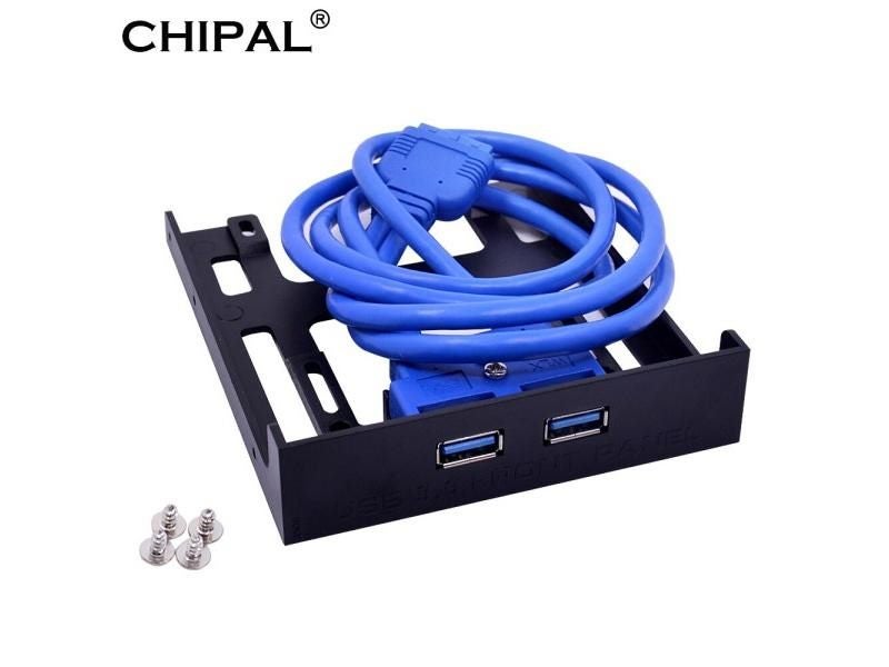 CHIPAL 20Pin 2 Port USB3.0 Hub USB 3.0 Front Panel Cable Adapter FDD Bracket Carousel 1