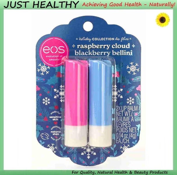 EOS LIP BALMS - 2 PK - RASPBERRY CLOUD & BLACKBERRY BELLINI - GENUINE Carousel 1