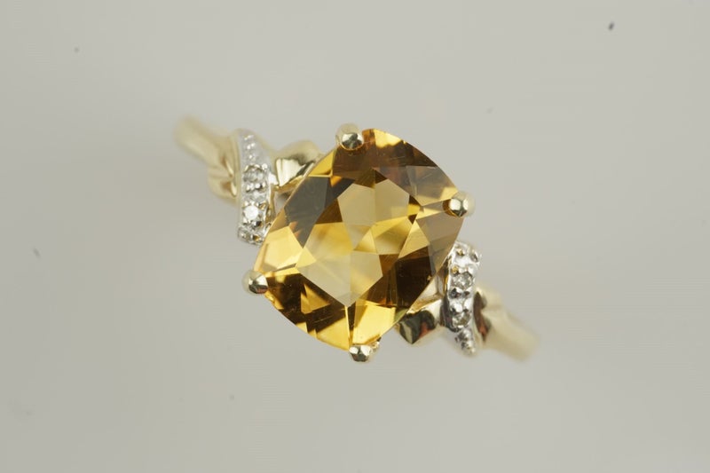 Golden Citrine & Diamond ring in 9ct ring Carousel 2