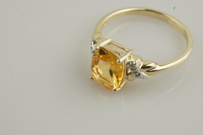 Golden Citrine & Diamond ring in 9ct ring Carousel 8