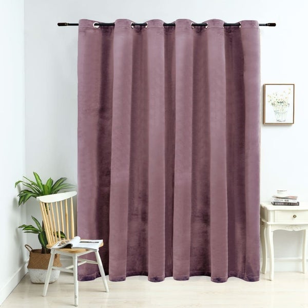 vidaXL Blackout Curtain with Metal Rings Velvet Antique Pink 290x245 cm Carousel 1