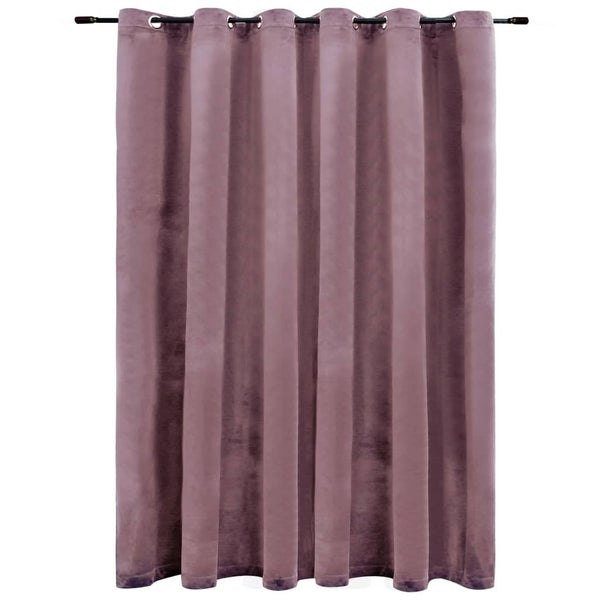 vidaXL Blackout Curtain with Metal Rings Velvet Antique Pink 290x245 cm Carousel 2
