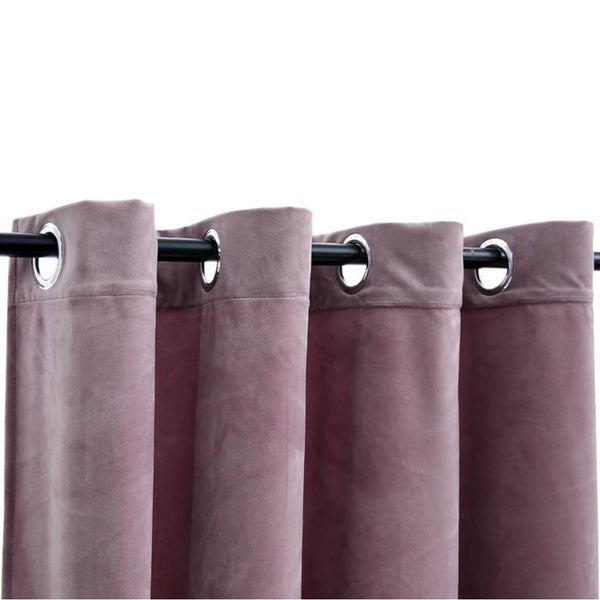vidaXL Blackout Curtain with Metal Rings Velvet Antique Pink 290x245 cm Carousel 4