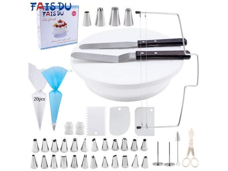 Pastry Turntable Kit For Cake Decorating With Nozzles And Stand Carousel 2