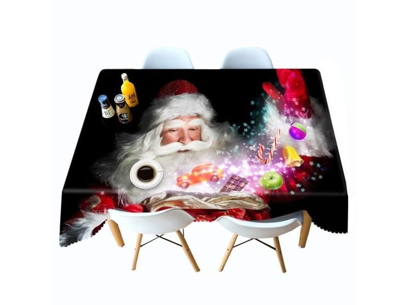 Christmas Tablecloth Santa Claus And Gift Pattern Rectangular Tablecloth Carousel 1
