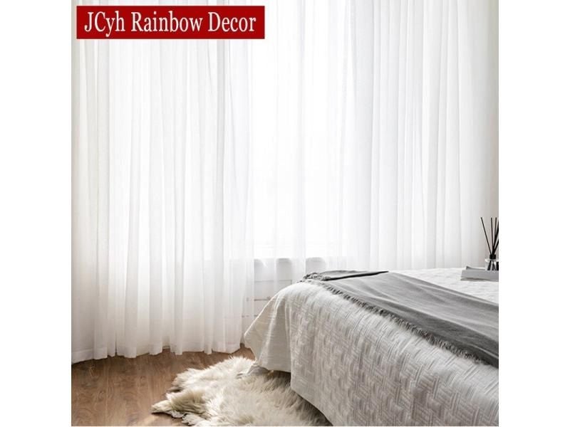 White Sheer Curtains For Living Room Window Transparent Voile Tulle Carousel 2