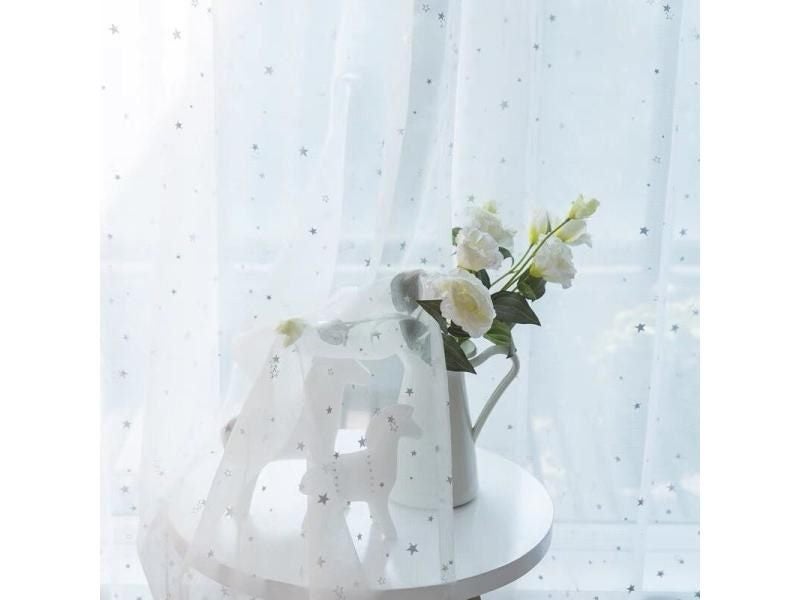 Kids White Tulle Curtain For Living Kitchen Blue Pink Yarn Curtains For Bedroom Carousel 1