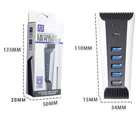 5 in 1 USB Expansion Hub for PS5 USB Hub High Speed Expansion Hub Splitter Carousel 8