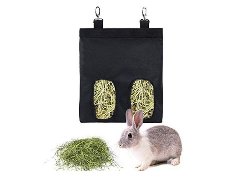2 Hole Hanging Rabbit Hay Feeder Bag Guinea Pig Hay Bag Feeder Storage Bag Carousel 1
