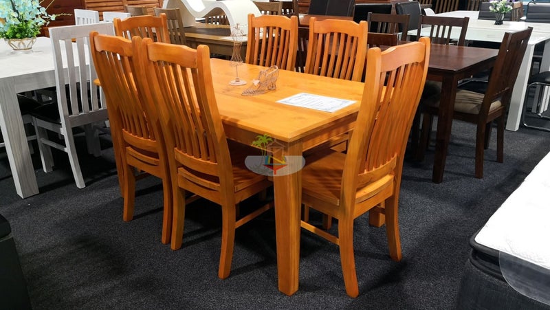 PurePine# NZ Pine Dining Suite | 1.5M Table&6 Chairs | Pine color Carousel 1