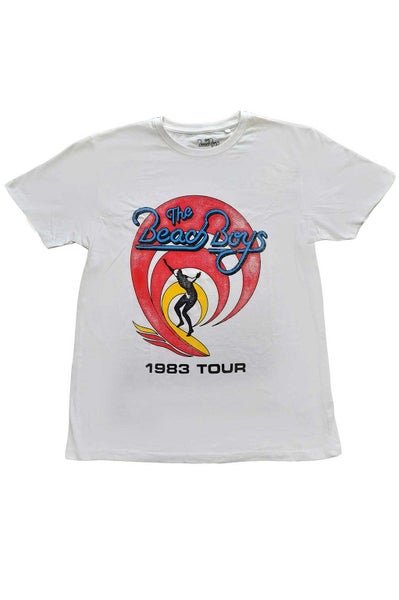 The Beach Boys T Shirt Surfer 83 Vintage new Official Unisex White Carousel 1