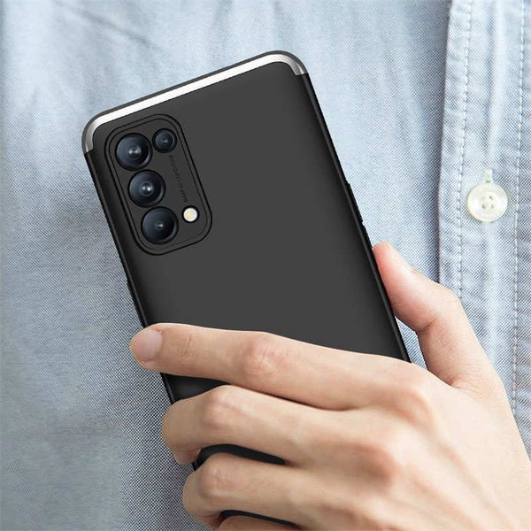 Full Body Hard PC 3-in-1 Case for OPPO Reno 5 -BlackSilver Carousel 8