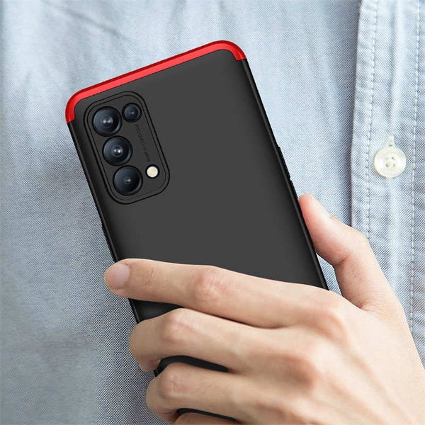 Full Body Hard PC 3-in-1 Case for OPPO Reno 5 -BlackRed Carousel 8