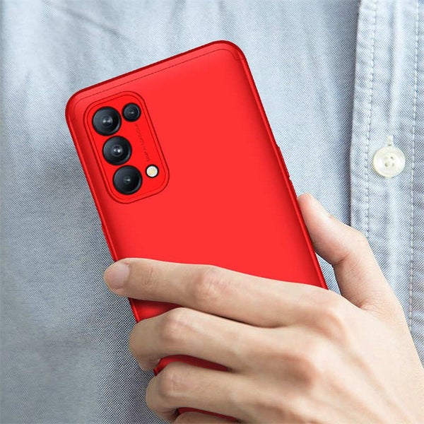 Full Body Hard PC 3-in-1 Case for OPPO Reno 5 -Red Carousel 8