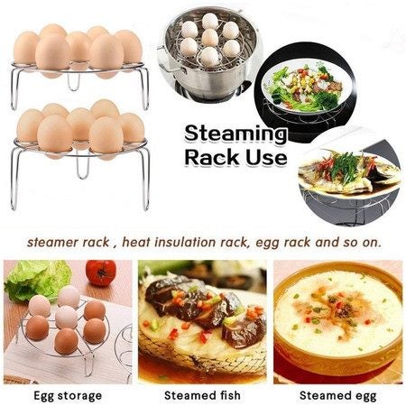 2 Pack Stackable Egg Steamer Rack Trivet Cooker Accessories Carousel 9