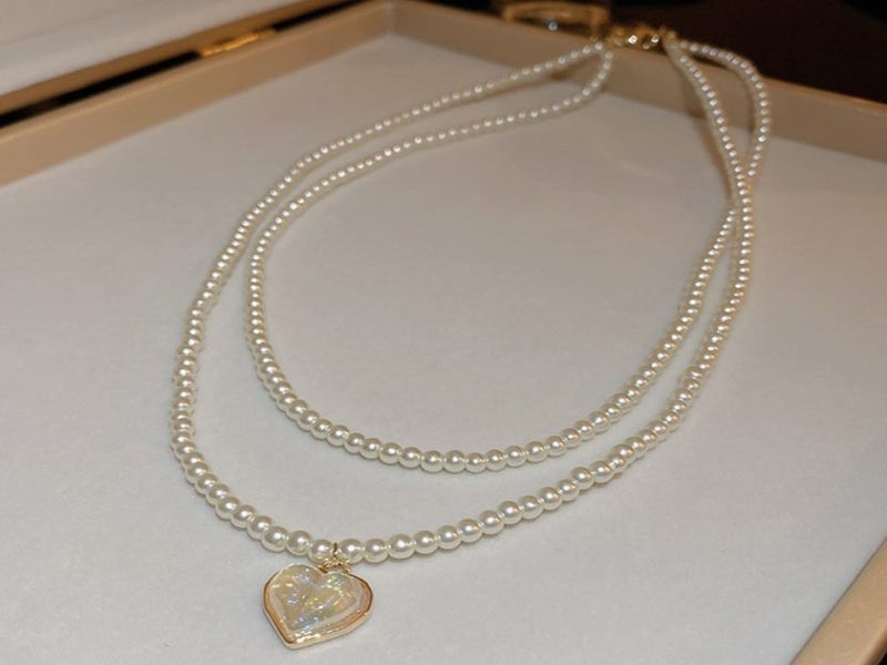 Necklace Pearls Heart Pendant Necklace Carousel 1