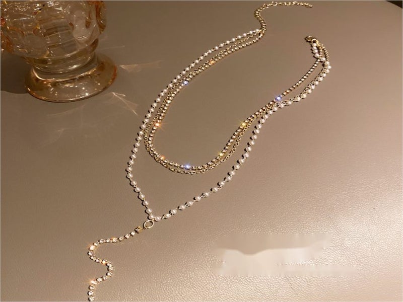 Necklace Three-layered Pearls Cubic Zirconia Necklace Carousel 1