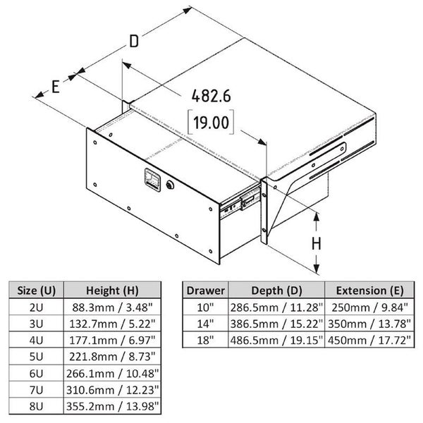 Penn Elcom - R2293-10-2UK - 2RU 10" Deep Tour Grade Heavy Duty Rack Drawer Carousel 3
