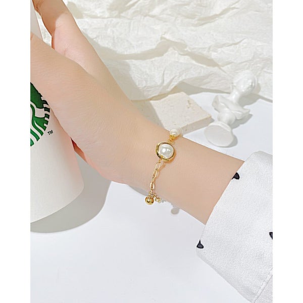 Bracelet Stainless Steel Fashion Pearl Charm Yellow Gold Color Bracelet Carousel 4