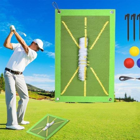 Golf Training Mat Golf Putter Practice for Swing Detection Batting Carousel 1