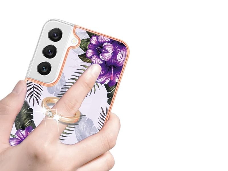 Finger Ring Kickstand Case Cover for Samsung Galaxy S23+ Flower Carousel 5