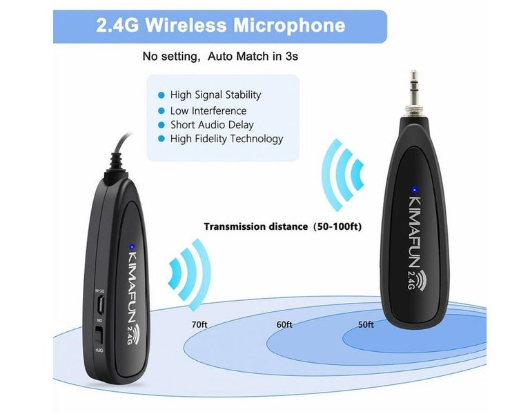 Kimafun KM-G130-1 2.4GHz Wireless Lavalier/Lapel Microphone (P-01) Carousel 2