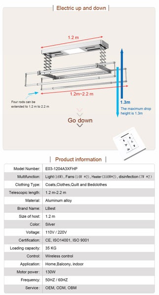 Clothes Drying Rack w Blower and UV Disinfection Carousel 2