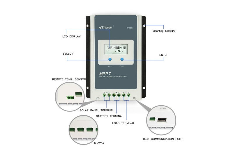 EPEVER TRACER 3210AN MPPT Solar Charge Controller 30A Carousel 2