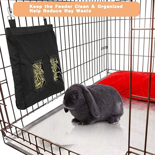 Rabbit hay Feeder Bag,Feeder Storage Bag 25 x 3 x 28cm (Black) Carousel 2
