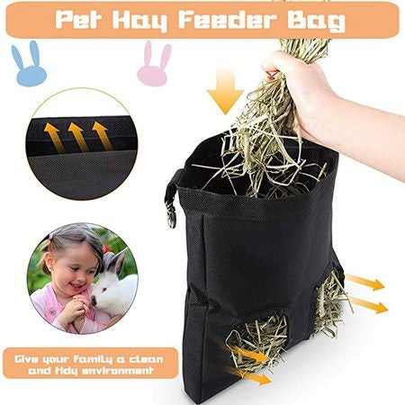 Rabbit hay Feeder Bag,Feeder Storage Bag 25 x 3 x 28cm (Black) Carousel 6