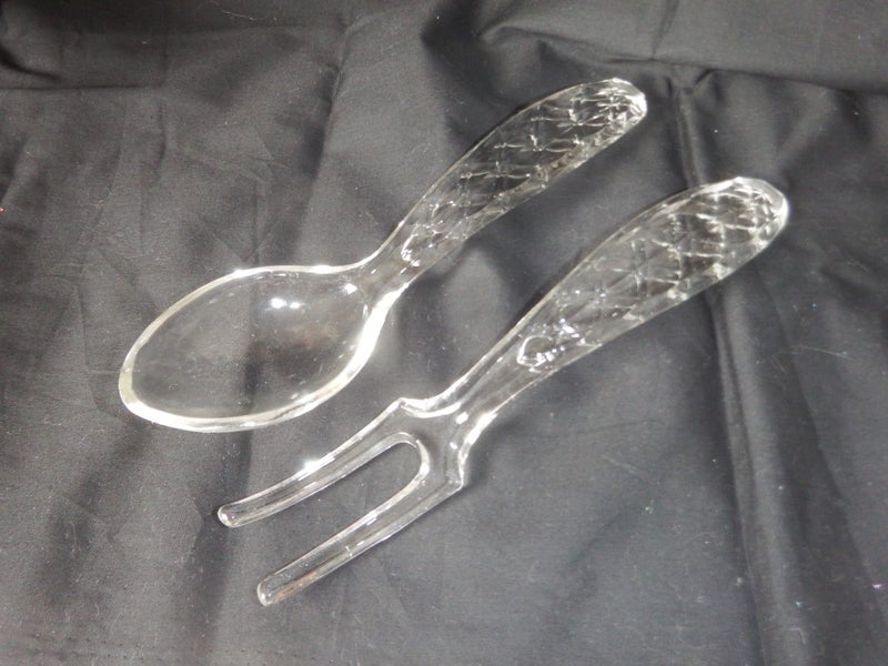 Vintage Beautiful Crystal /Glass Salad Servers - Spoon & Fork Carousel 2