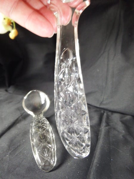 Vintage Beautiful Crystal /Glass Salad Servers - Spoon & Fork Carousel 5