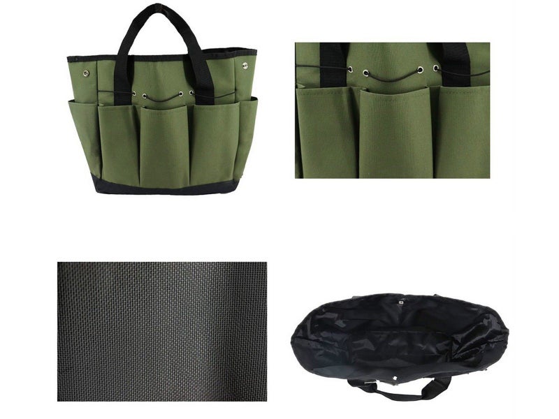 Multi Pockets Gardening Tool Bag Planting Tool Storage Tote Bag Army Green Carousel 3