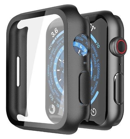 Hard PC Case with Tempered Glass Screen Protector Compatible with Apple Watch Se Carousel 1
