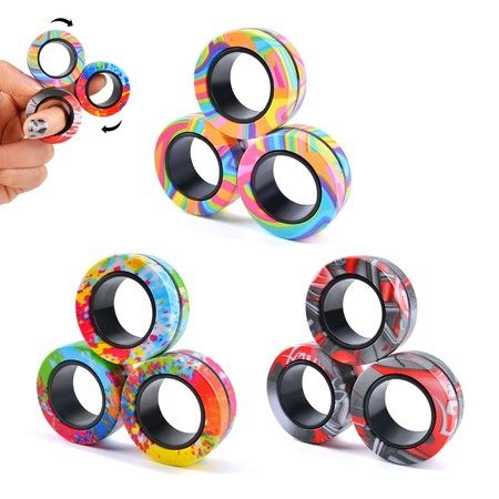 9Pcs Magnetic Rings Fidget Toy Set,Idea ADHD Anxiety Decompression Magnetic Carousel 1