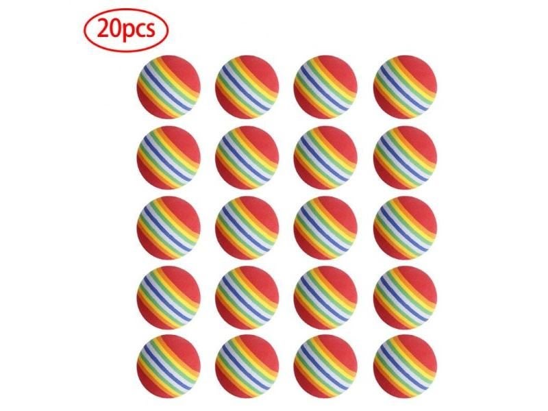 20pcs Rainbow Stripe Foam Sponge Golf Balls Swing Practice Training Aids Ball Carousel 2