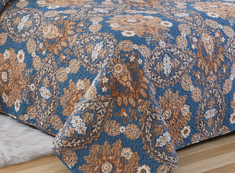 OVERSIZED LUXURY 3 PIECE QUILTED BEDSPREAD recommended for KING or QUEEN#35 Carousel 2
