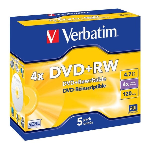 Verbatim DVD+RW 4.7GB Jewel Case 4x (5 Pack) Carousel 1