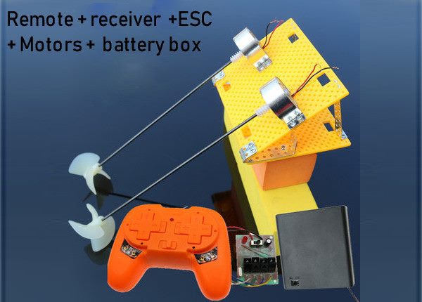 RC boat Dual motor Build Kit ( Remote + ESC + Motors + Board) Carousel 1
