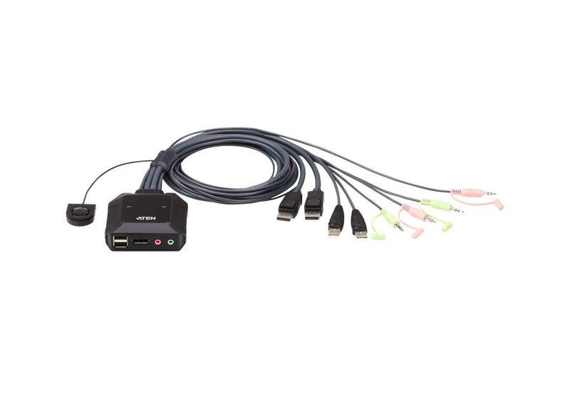 Aten Compact KVM Switch 2 Port Single Display Display Port w/ Audio, Remote P... Carousel 1