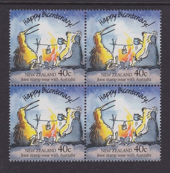 1474. NZ - 1988 40c Australia Bicent. - Block of 4 - UHM Carousel 1
