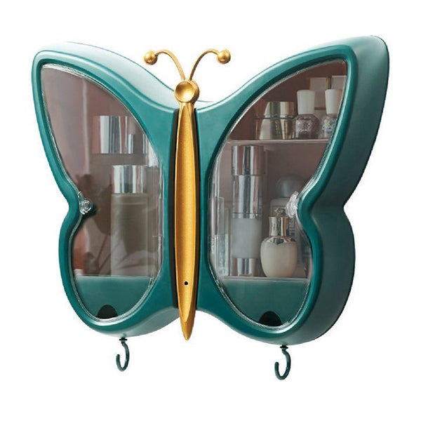 SOGA Green Butterfly Shape Wall-Mounted Makeup Organiser Dustproof Waterproof... Carousel 1