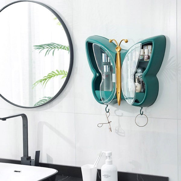 SOGA Green Butterfly Shape Wall-Mounted Makeup Organiser Dustproof Waterproof... Carousel 9