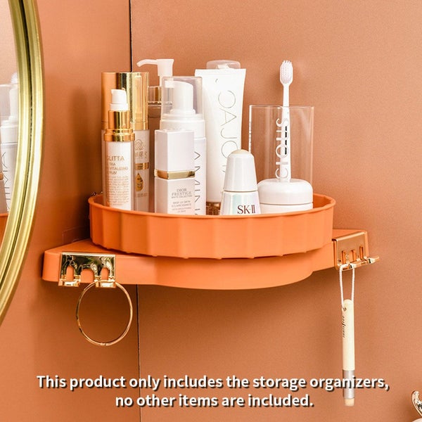 SOGA 2X Orange 360 Degree Wall-Mounted Rotating Bathroom Organiser Corner Van... Carousel 2