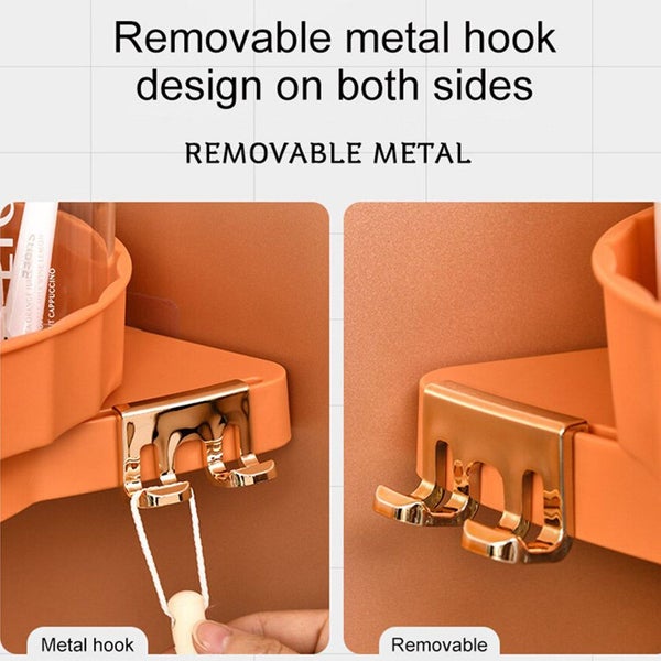 SOGA 2X Orange 360 Degree Wall-Mounted Rotating Bathroom Organiser Corner Van... Carousel 9