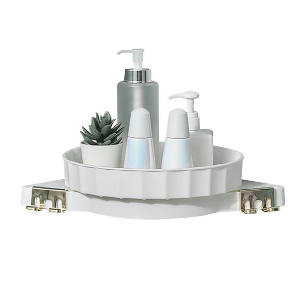 SOGA White 360 Degree Wall-Mounted Rotating Bathroom Organiser Corner Vanity ... Carousel 1
