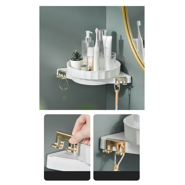 SOGA White 360 Degree Wall-Mounted Rotating Bathroom Organiser Corner Vanity ... Carousel 9