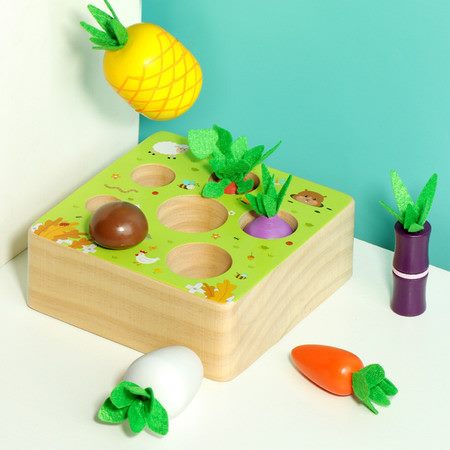 Wooden Farm Harvest Game,Educational Learning Toy Carousel 9