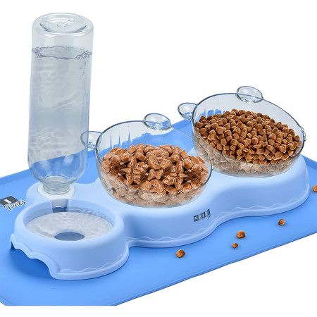 Cat Bowls for Food and Water Set, 3 Bowls Including Gravity Water Bowl Carousel 1