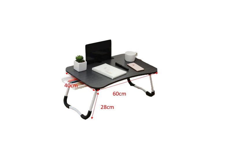 PTN BLACK Folding Lap with Drawer Desk Laptop Tray Computer Desk Mobile Table Carousel 2